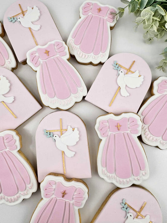 Christening/ Baptism Cookies Pink- Pack of 15 Cookies